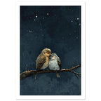small garden bird art print for the kitchen, soft painterly artwork on matte paper