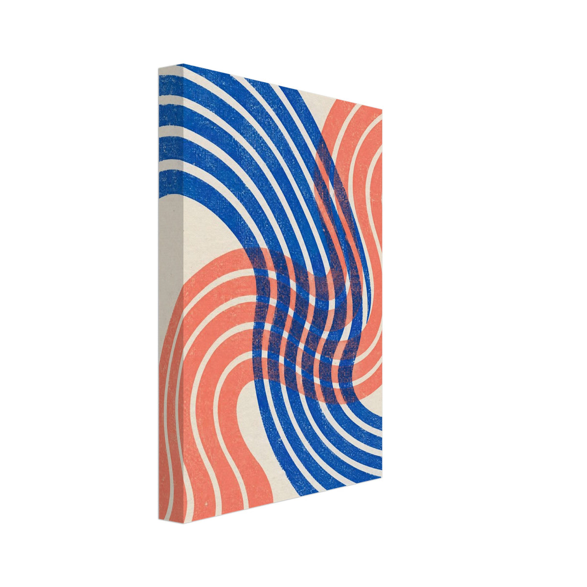 Blue And Coral Abstract Waves Poster – Canvas